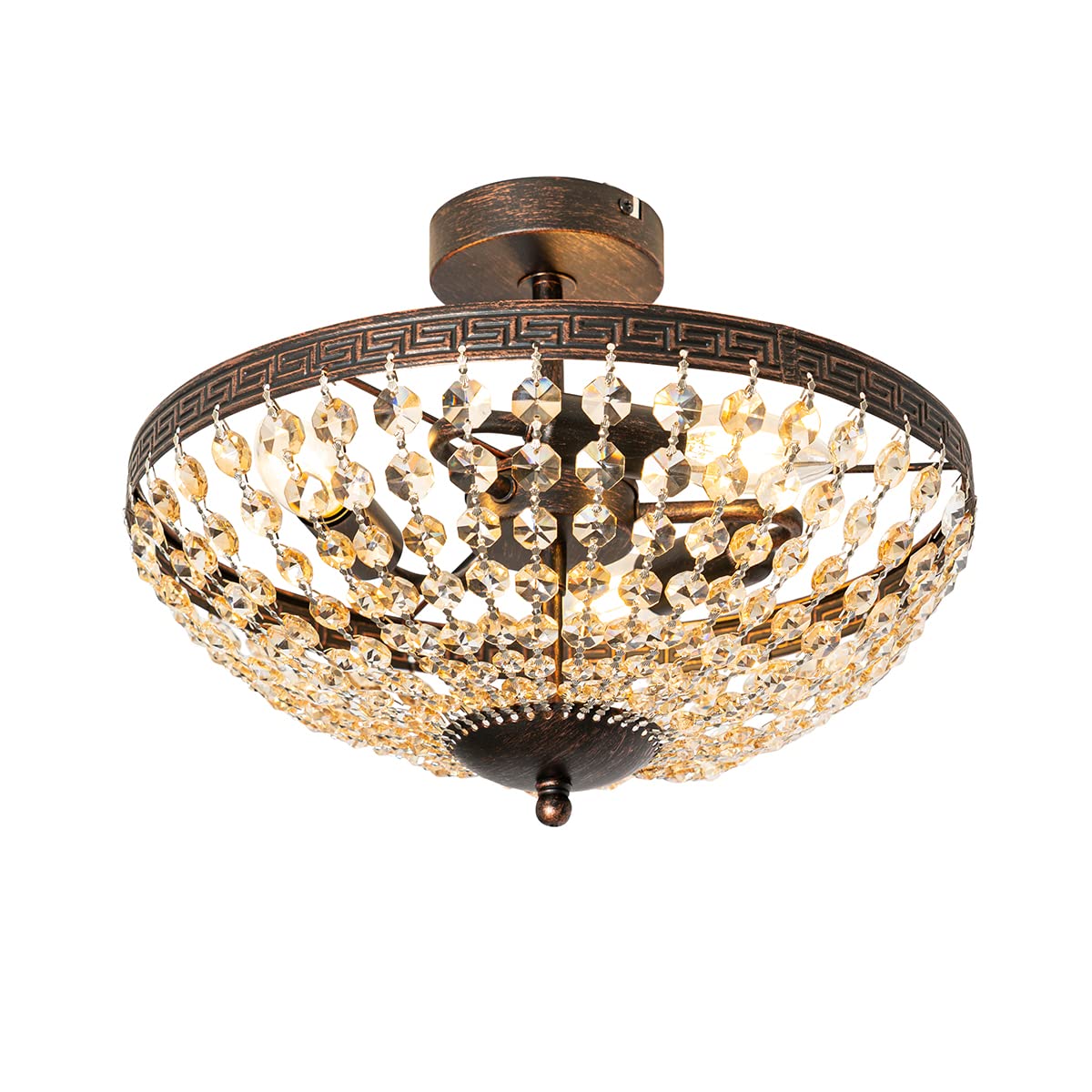 Qazqa classic-antique Deckenleuchte, Deckenlampe - Mondrian - Bronze, Rund, 3-flammig, 35cm, Ideal als Flur, Küche lampe, Schlafzimmerlampe und Wohnzimmerlampe