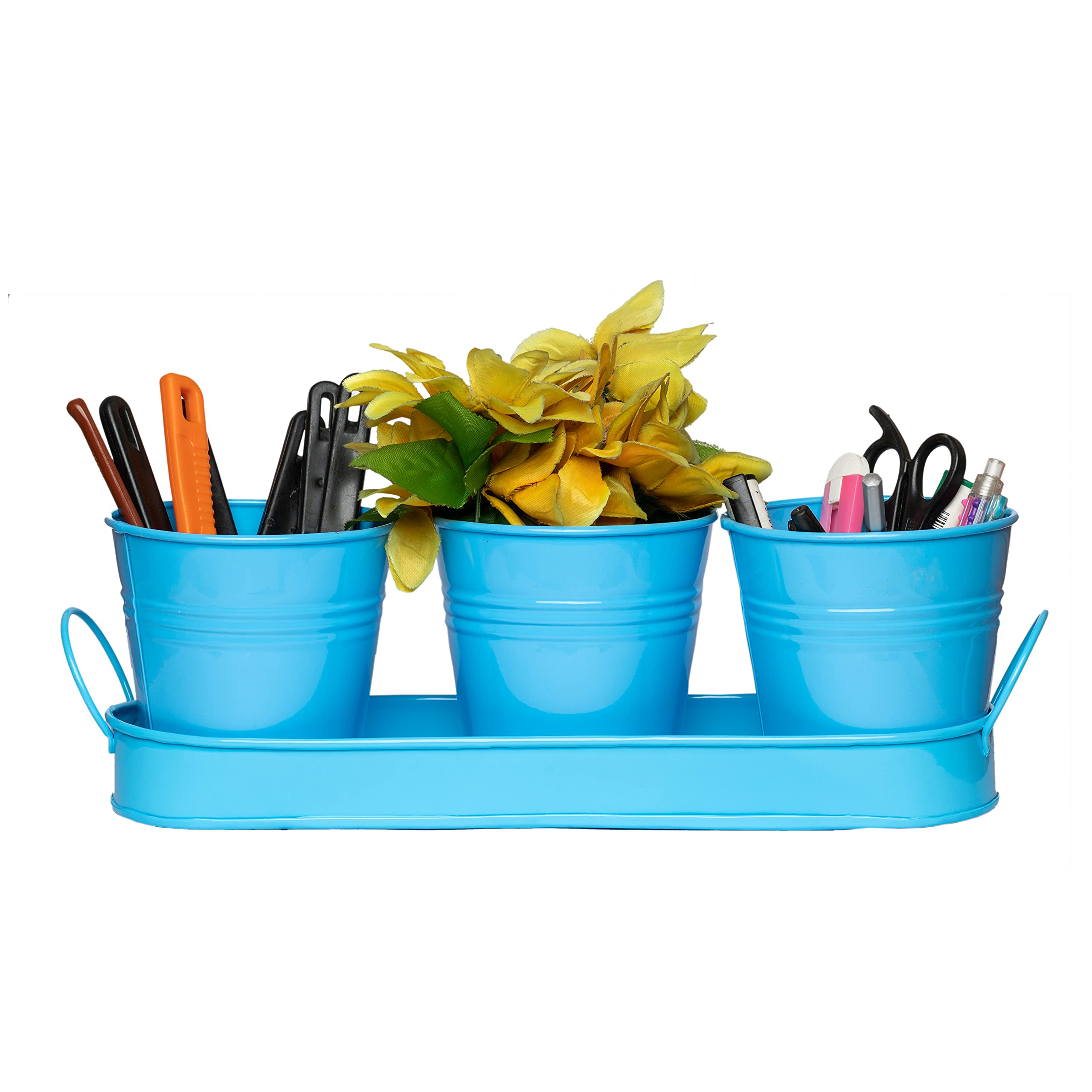 Artzilla Planters for Living Room Flower Plant Pots Modern Decorative Gardening Pot 3 Bucket Succulent Planter Desk Organizer, Cutlery Holder,Kitchen Decor with Drain Holes (Golden Brown) (B09B5MBXPG) Amazon Price History, Amazon Price Tracker