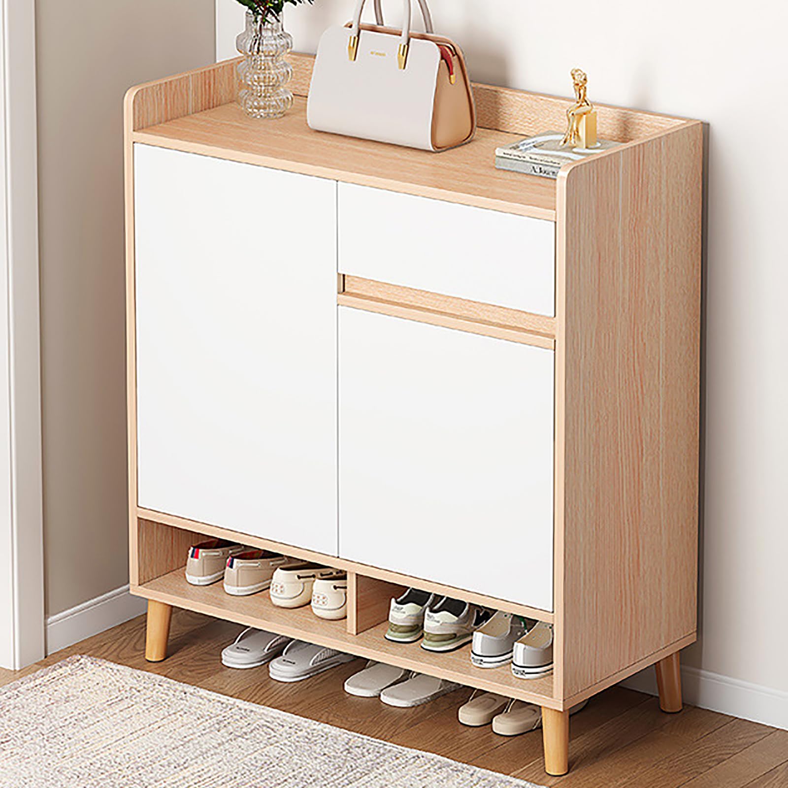 Amazon｜木製シューズラック シューズボックス 下駄箱 シューズ  