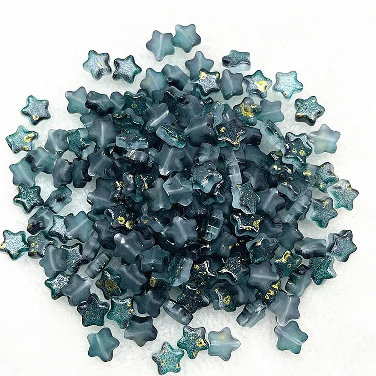 HUIOYG 30pcs 8mm Star Glass Beads Loose Spacer Bead for Jewelry Making Bracelets