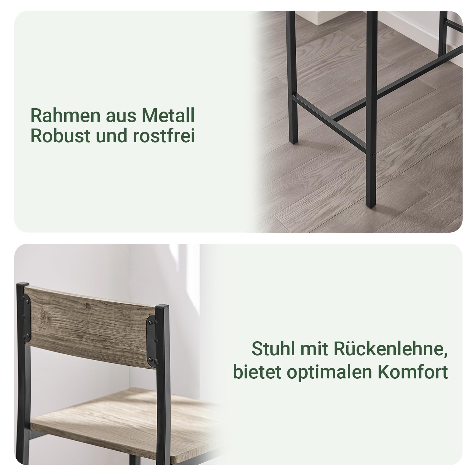 SoBuy Bartisch Set mit 2 Stühlen Platzsparendes Küchentisch-Set für 2 Personen, Hoher Esstisch mit Stühlen Essgruppe Bistrotisch Gartentisch für kleine Küche, Balkon oder Wohnzimmer möbel OGT03-N