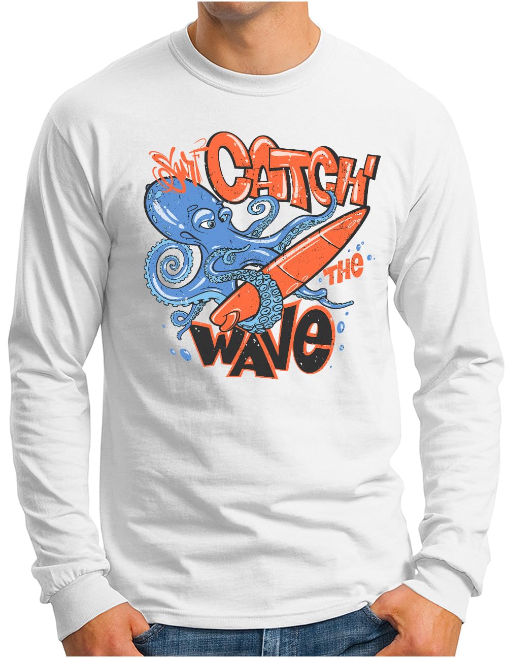T-shirt manches longues blanc à motif graphique pieuvre XXL - 6