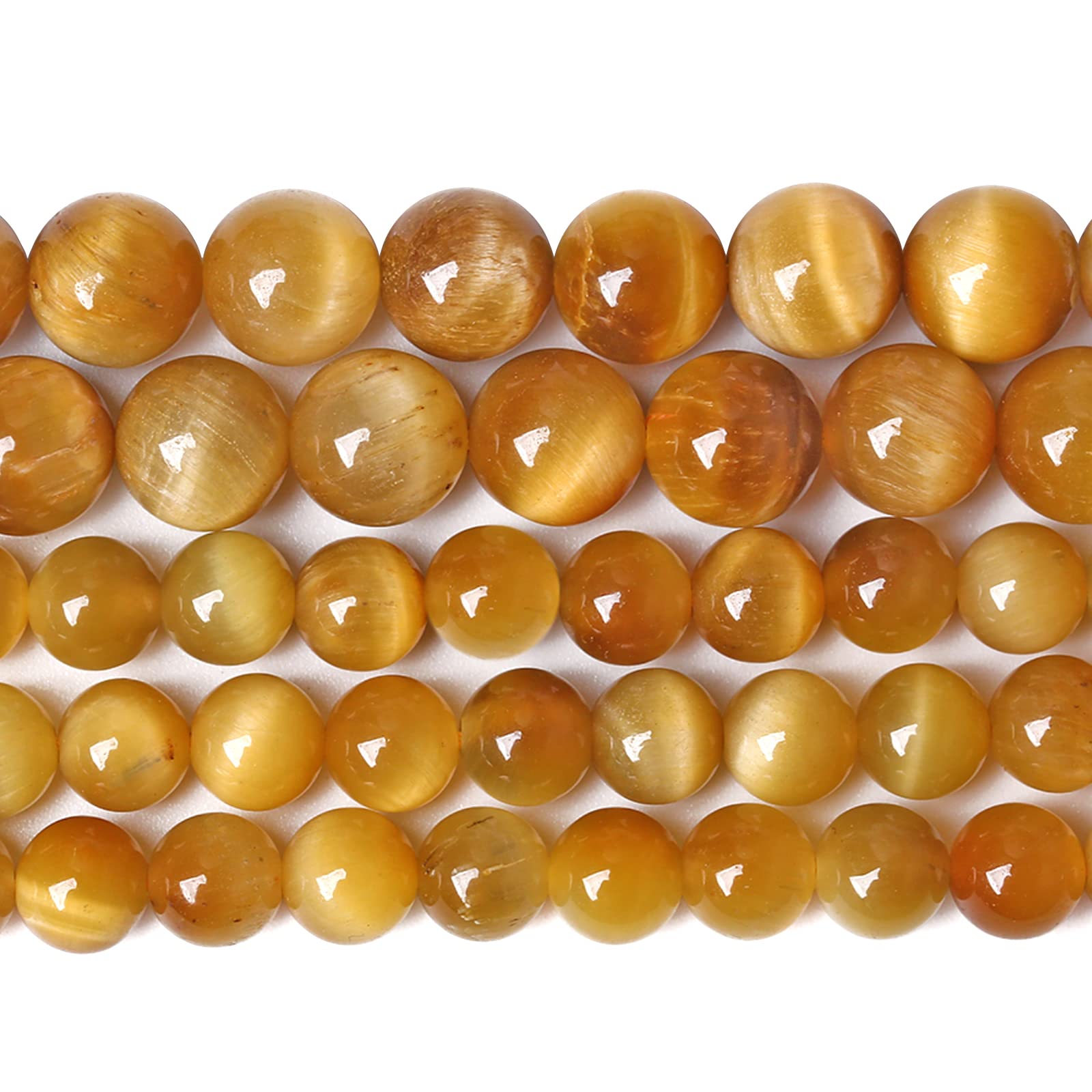 8mm 45PCS Natural Gold Tiger Eye Stone Beads for Jewelry Making DIY Bracelet