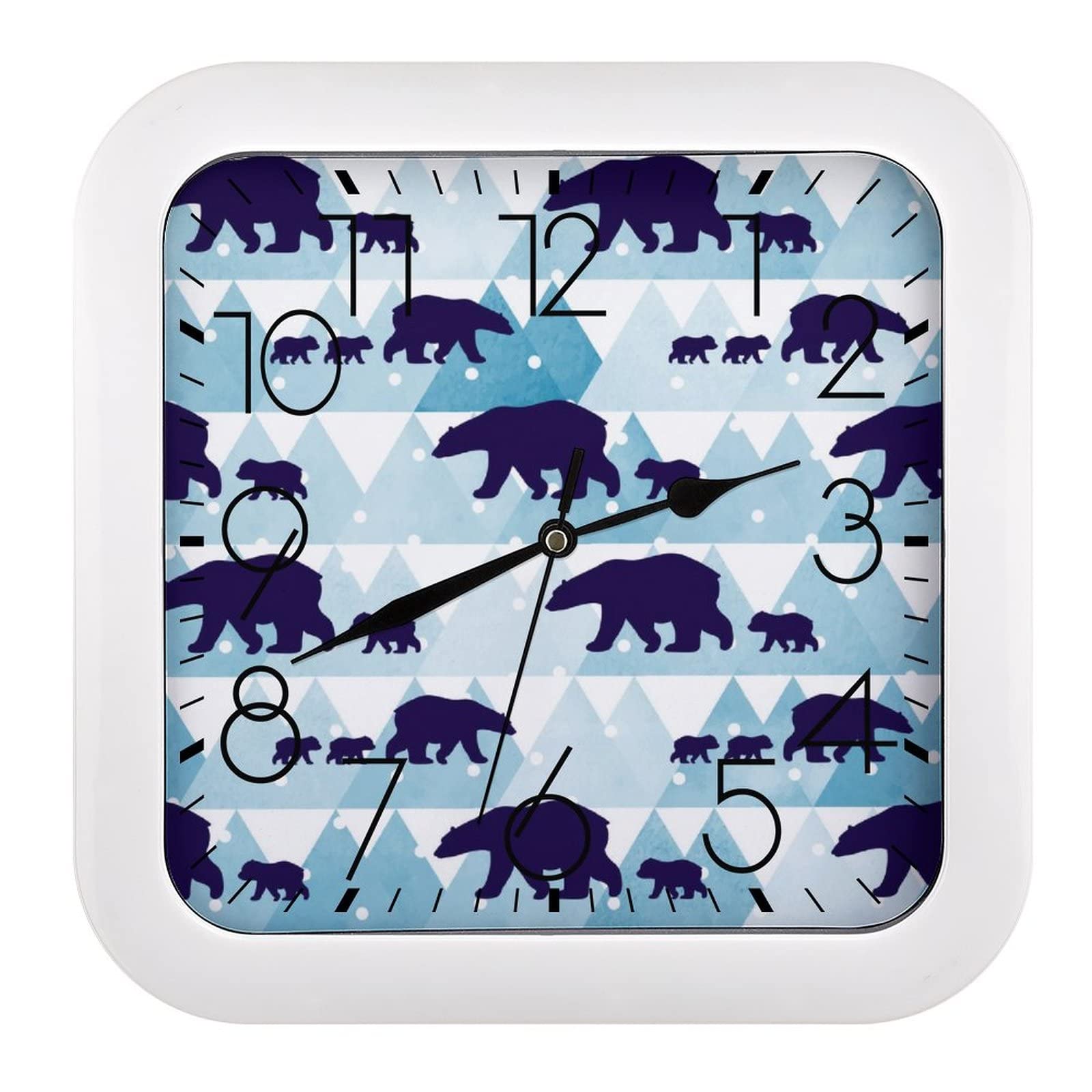 Pendule murale ours polaire moderne 26x26cm horloge silencieuse maison bureau ecole