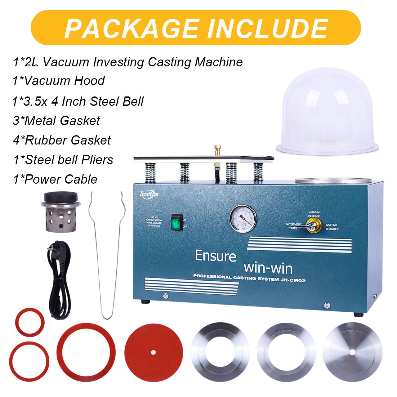 2L Lost Wax Method Jewelry Vacuum Investing Casting Machine