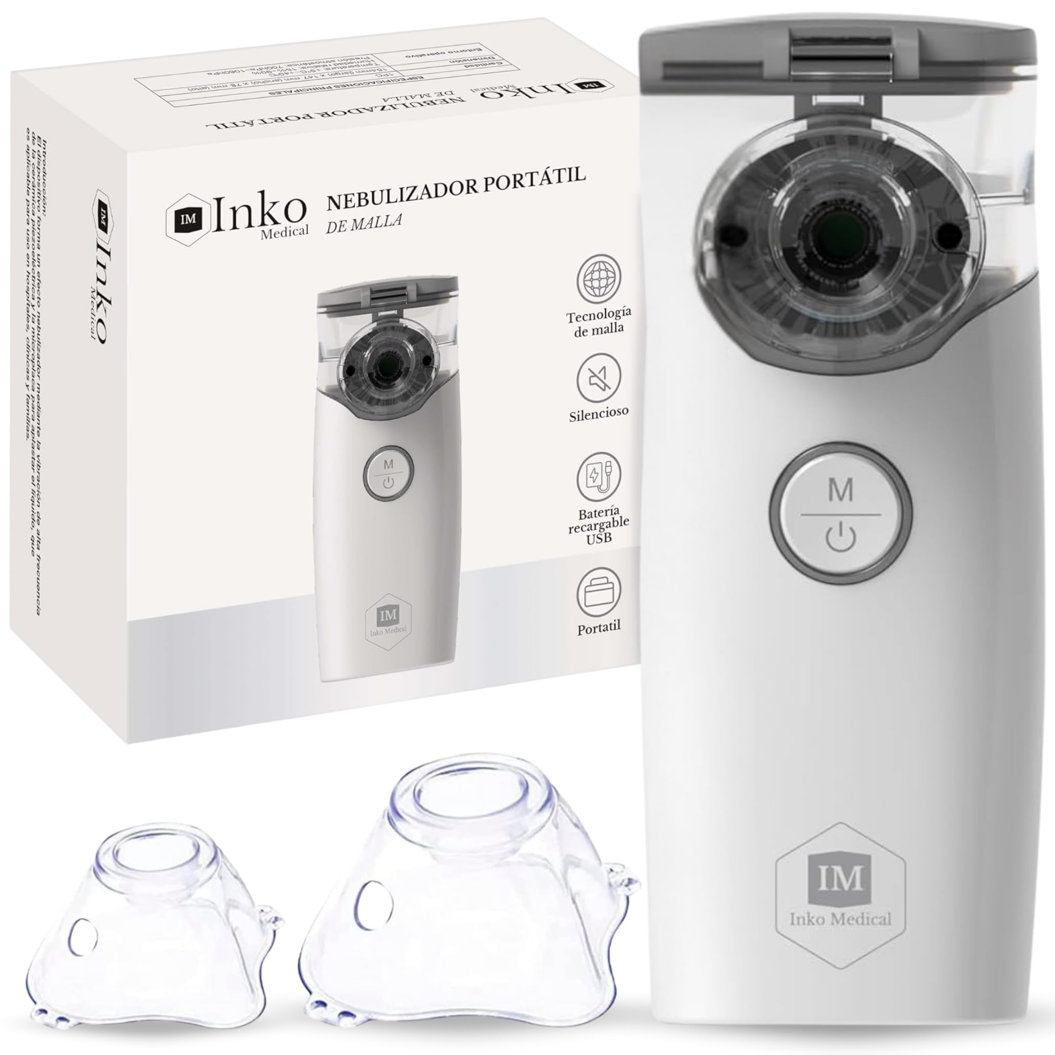 Nebulizador Nasal Portátil para Bebés, Niños y Adultos, Inhalador Nasal Silencioso, Nebulizador de Malla, Bateria Recargable USB