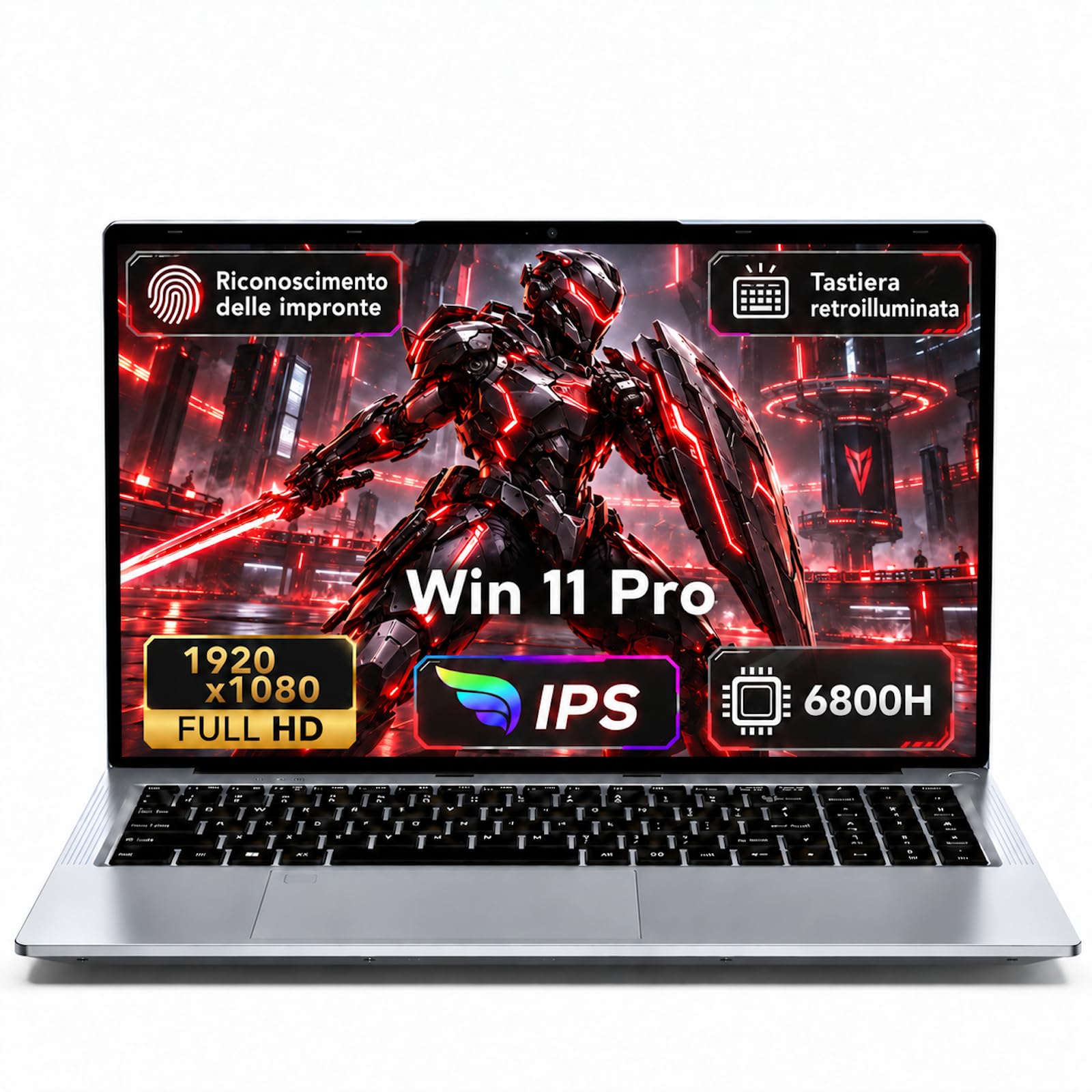 MITUNTUN Laptop Gaming da 15,6", R7 6800H, 32GB RAM, 1TB SSD, Win 11 | 8 core e 16 threads, fino a 4,7 GHz, per multitasking, creazione di contenuti, streaming e uso quotidiano.