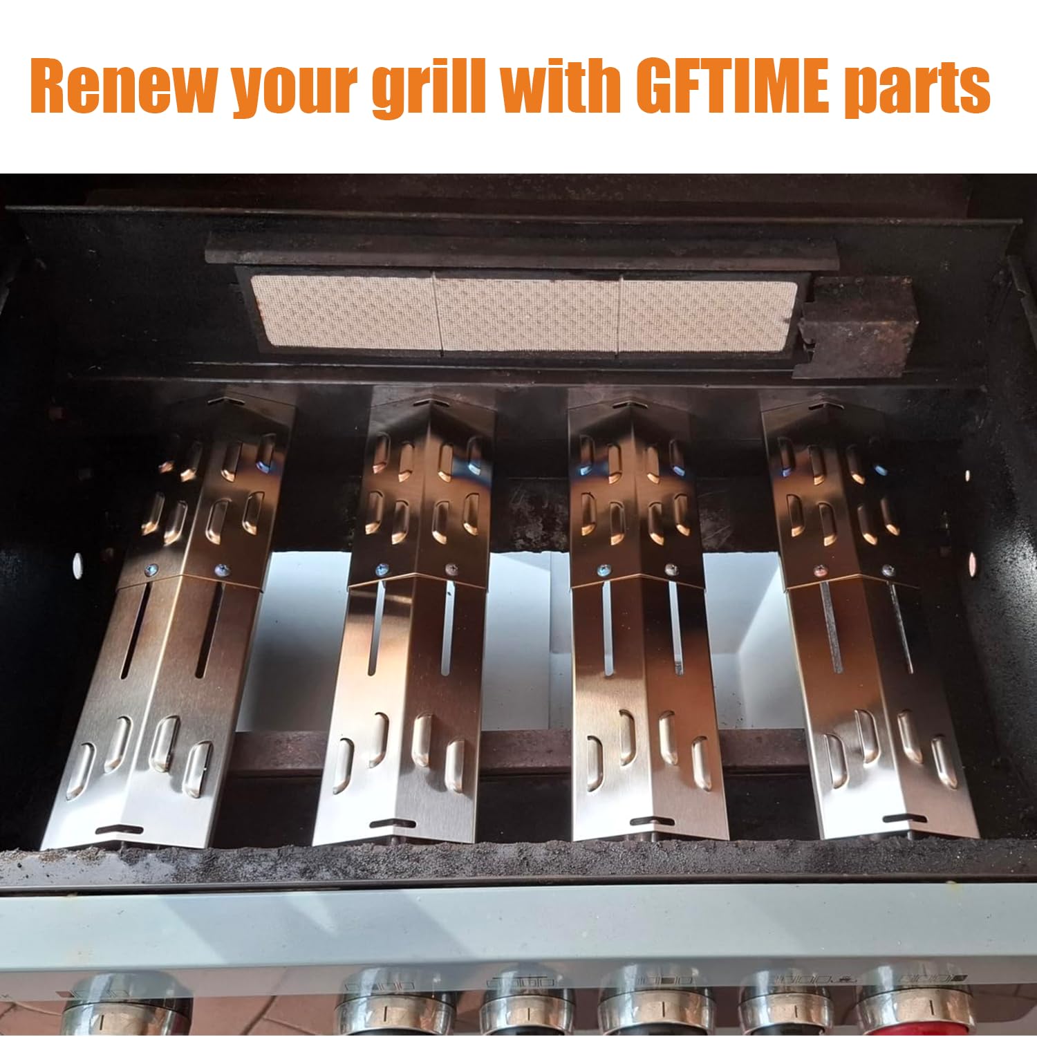 GFTIME Lot de 3 couvercles de brûleur en Acier Inoxydable pour Landmann, Burnhard, Taino, Tepro, Jamestown, Répartiteur de Flamme pour Charbroil, Tenneker, Napoléon Freestyle 365, Jamie Oliver