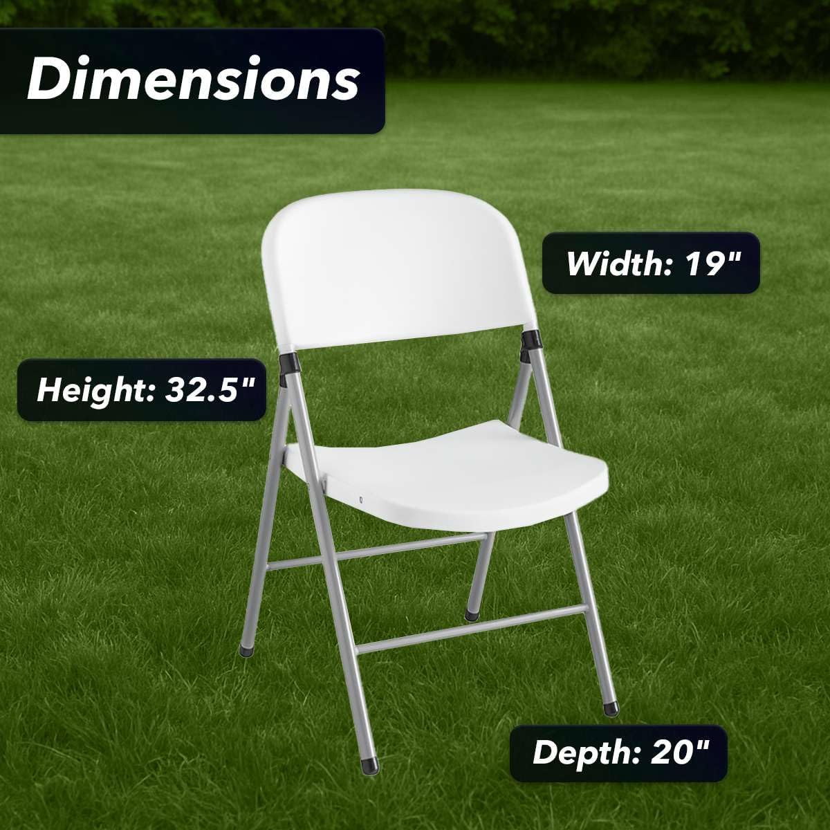 4 Pack 60" Round Folding Tables and Chairs Set, Heavy-Duty Blow Molded Plastic Tables with 32 White Folding Chairs, Granite White, Event Party Use