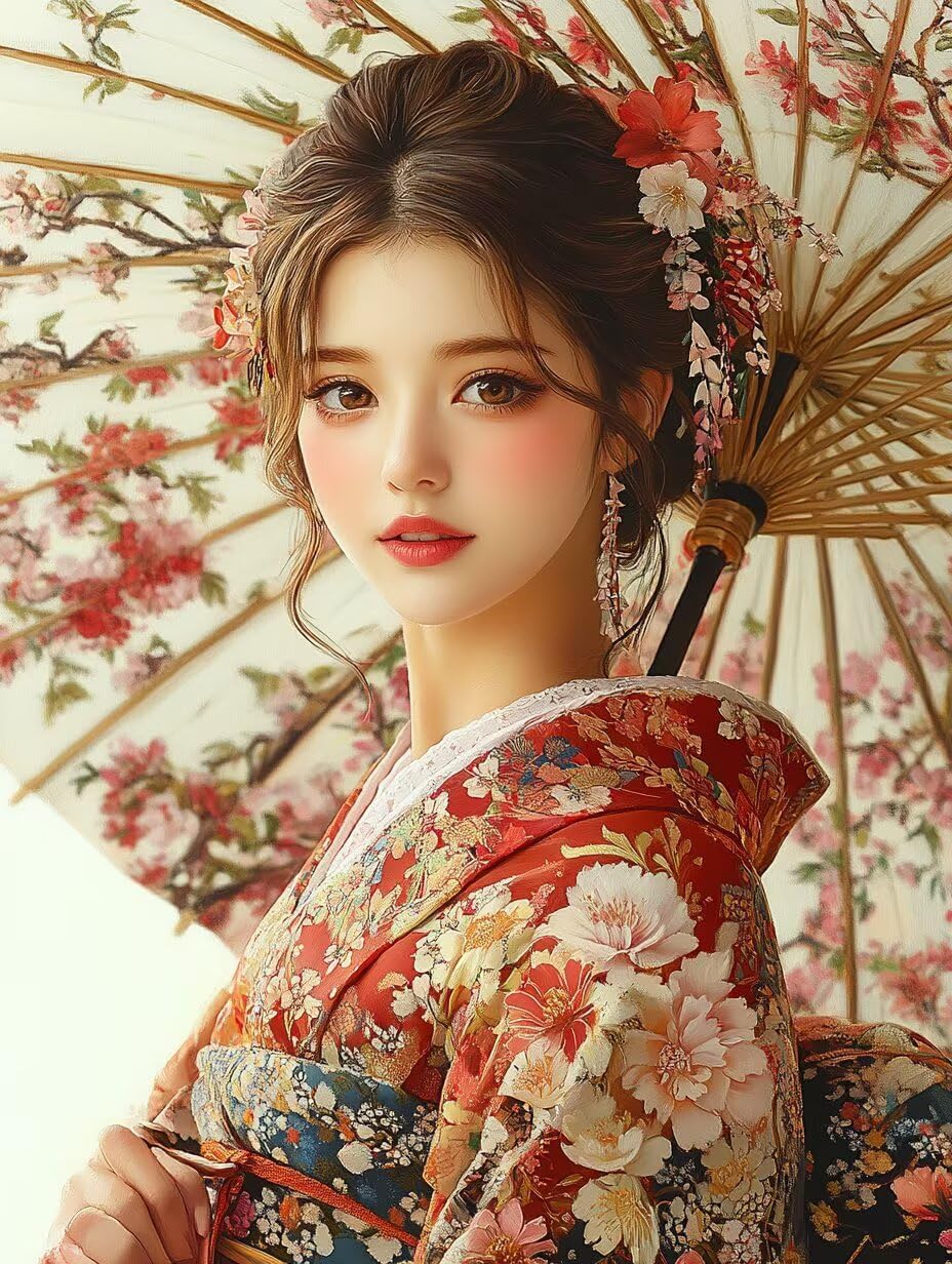Painting by Numbers for Adults Geisha Paint by Number Japanese Women Painting Kits for Adults DIY Canvas Oil Craft Kits Art, Hobbies for Women for Home Wall Art, Gifts 30x40cm Without Frame K-AK66