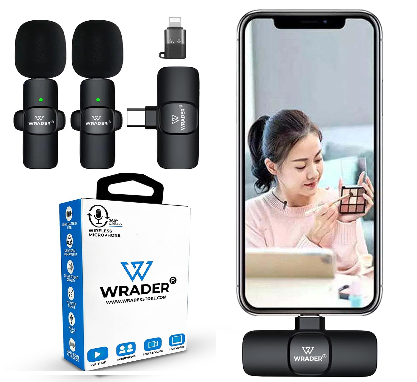 K9 Wireless Mic for Video Recording, Continuous Playtime 4hr, Distance Coverage up to 20 Meters, Mobile Mic for Vlogging, YouTube Video, Reels, Interviews, Teaching (Black, Set of 2, Clip-On)-image-8