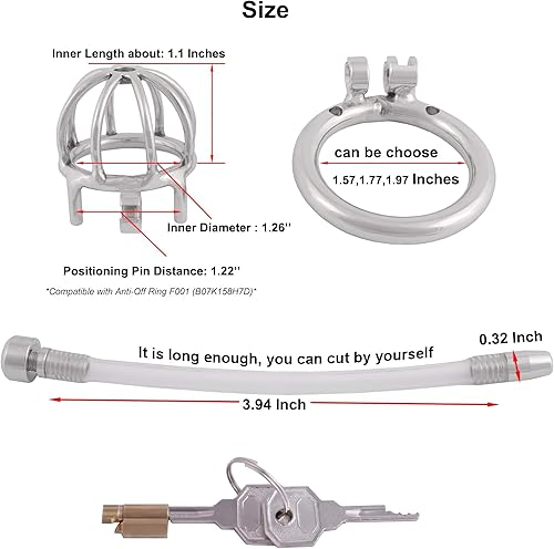 Miniatura 3 de Generic Jaula de castidad de metal plateado  Dispositivo de castidad masculina con bloqueo de jaula sexual, juguetes sexuales para hombres de acero