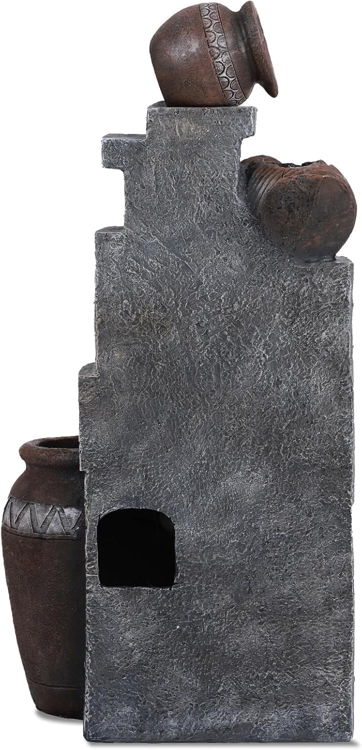 TITIMO 31.5" Outdoor Water Fountain with LED Lights 5 Tiers Modern Cascading Large Outdoor Fountain with Lights for Garden, Patio, Backyard, Deck, Porch and Home Art Decor (31.5" H)