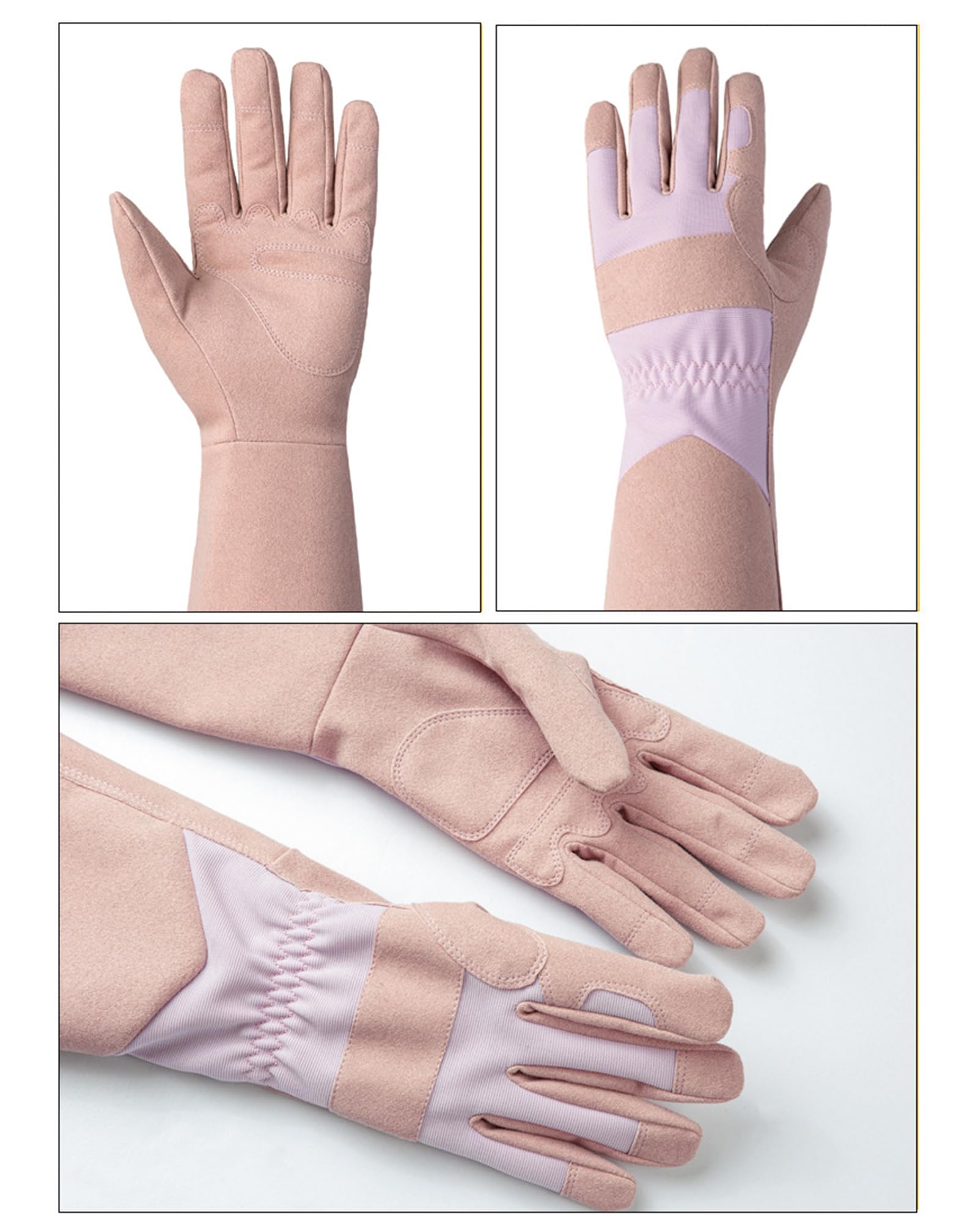 Długie rękawice ogrodowe odporne na kolce i przebicia, lekkie rękawice ochronne do pracy w ogrodzie i na zewnątrz,Pink,42cm