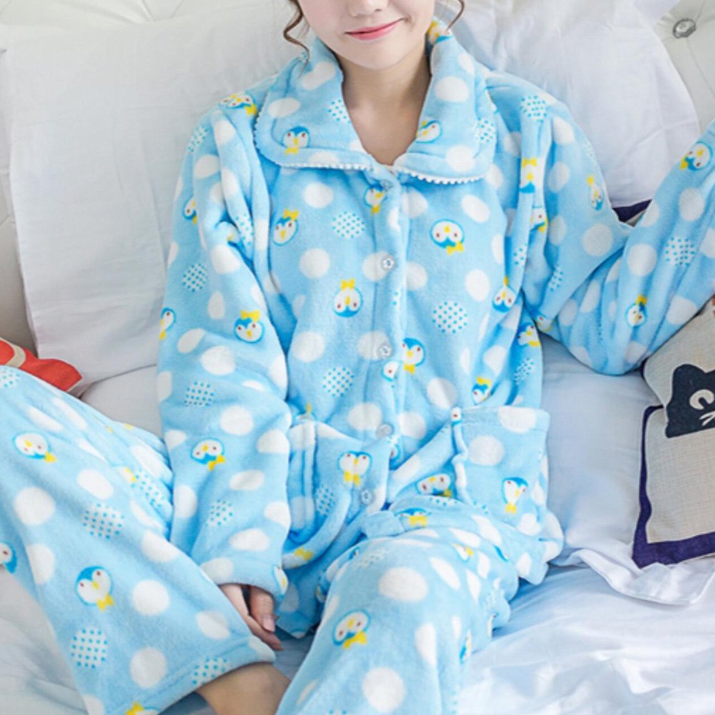 FANCYPUMPKIN Pyjama en Flanelle pour Femmes Plus épais