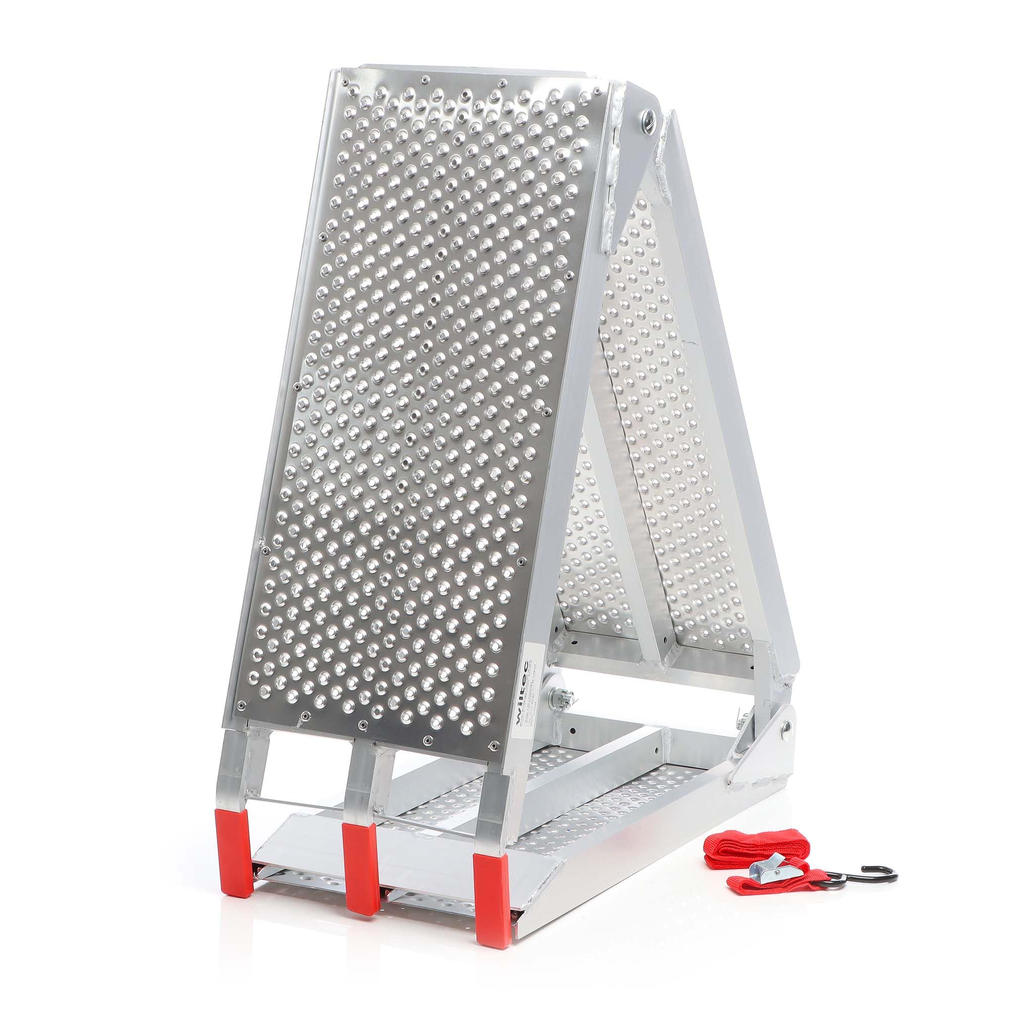 Wiltec Silver-Coloured Triple-Folding Ramp Up To 270Kg Loading Ramp Made Of Aluminium Non-Skid Trailer Ramp