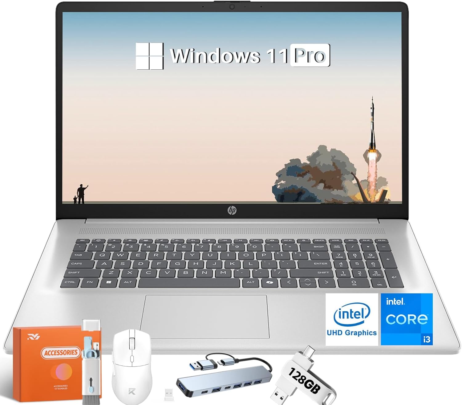 HP 2025 17.3" İş için Dizüstü Bilgisayar Bilgisayarı, Intel 8 Çekirdekli İşlemci, 16 GB RAM, 512 GB SSD, Parlama Önleyici, Win 11 Pro & Copilot AI, Bluetooth ve WiFi 6, Tip-C, Doğal Gümüş, Güzel Hediye, Aksesuarlar
