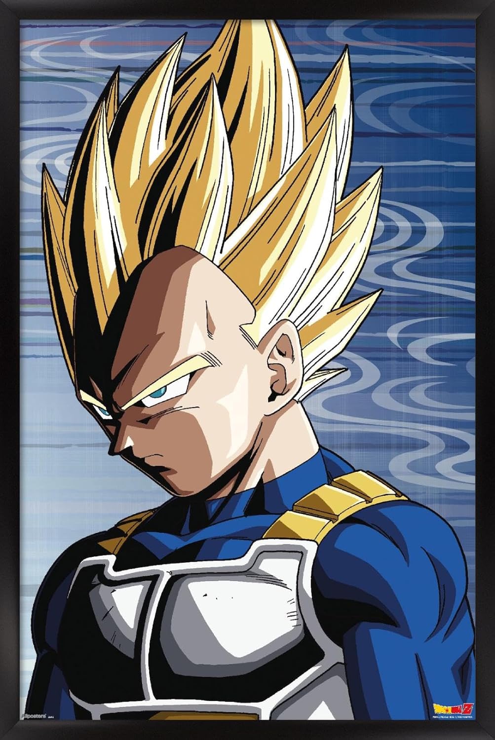Dragon Ball Z: Cell Saga - Vegeta Super Saiyan Wall Poster, 22.4L" x 14.7W", Black Framed Version