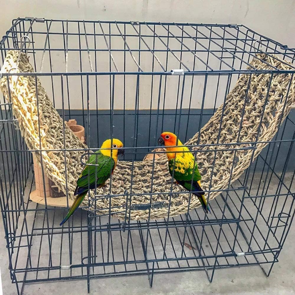 Bird Seagrass Mat 30" × 7" Parrot Natural Grass Woven Net Hammock Parakeet Climbing Rope Ladder Mat Chew Toys Cage Accessories for Pigeon Macaw Cockatiel Conure Budgie Cockatoo Rat Bearded Dragon - image 5