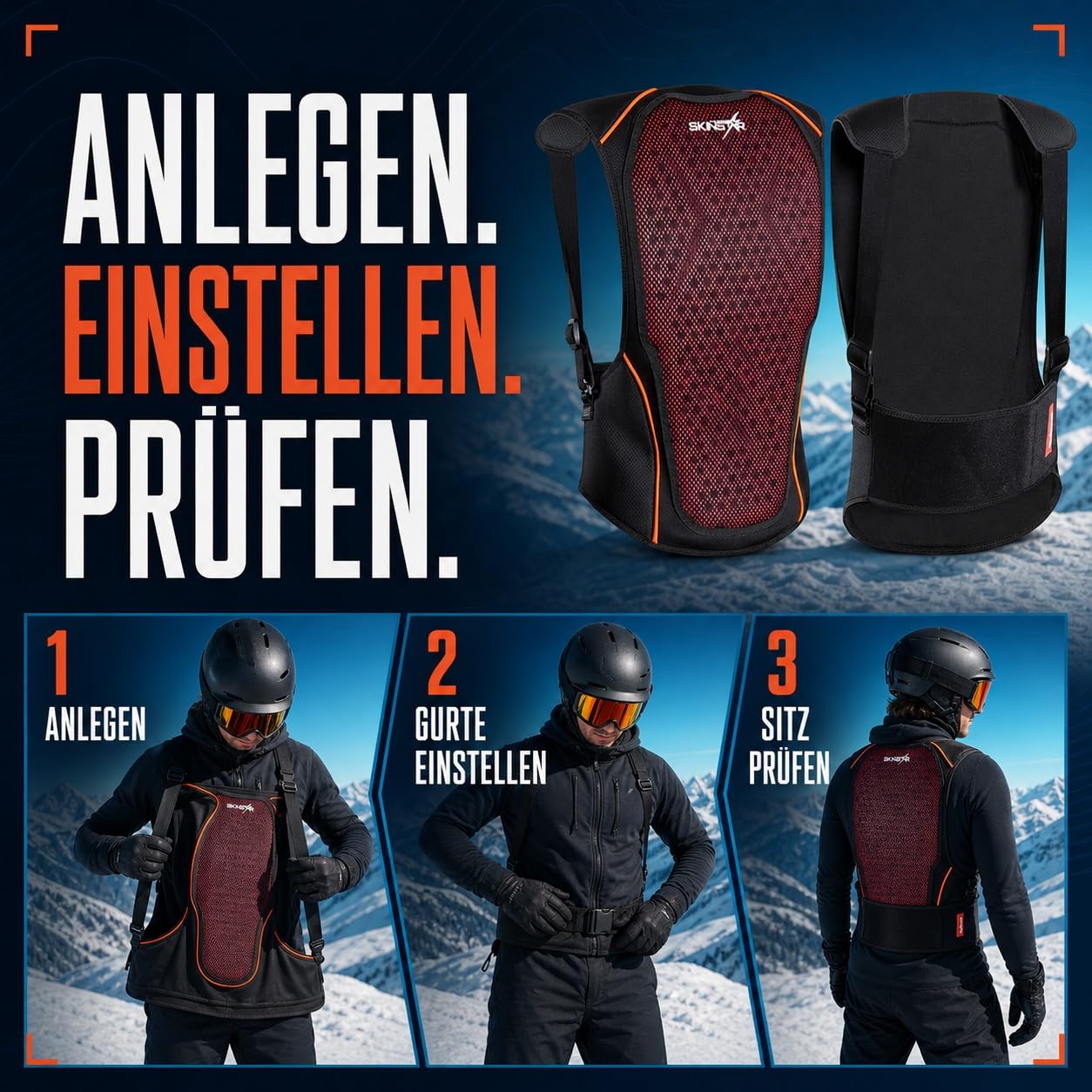SkinStar Cross Pack Vest ochraniacz na plecy ochraniacz narty snowboard kamizelka bezpieczeństwa ochrona pleców