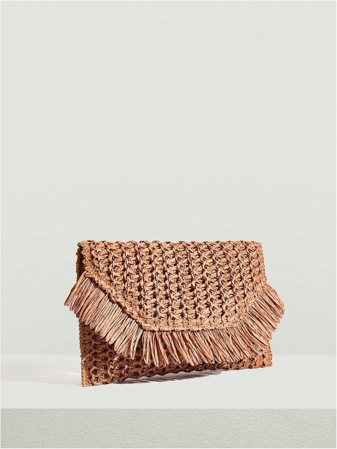 Floerns Women's Woven Straw Envelope Fringe Trim Rattan Beach Clutch Handbag - Image 4