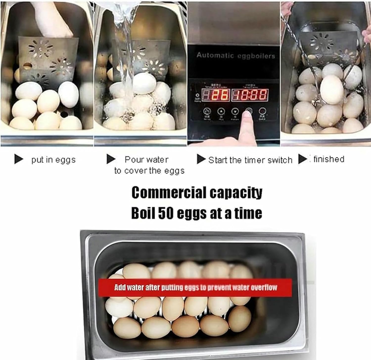 Commercial Hot Spring Egg Cooker, Smart Hot Spring Egg Boiler, Egg Cooker Warm Water Egg Boiling Machine 9L Large Capacity for 50 Eggs