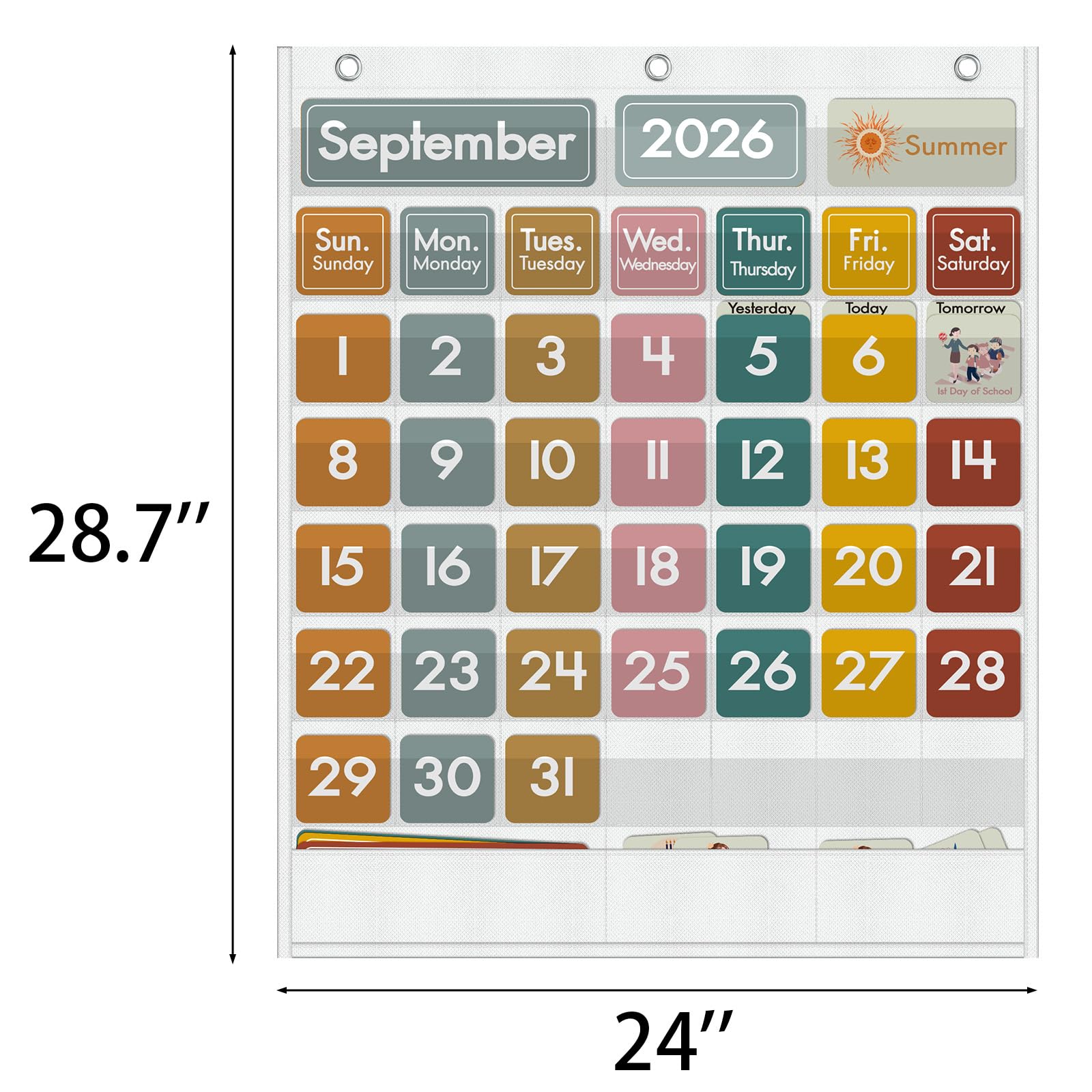 Calendrier mensuel de poche pour salle de classe