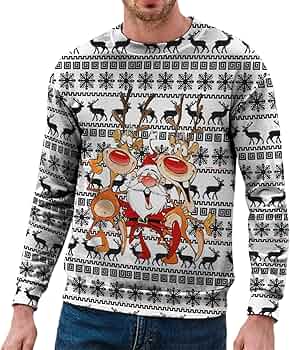 Pull Noël Homme Noir Col Rond - Chaud & Confortable