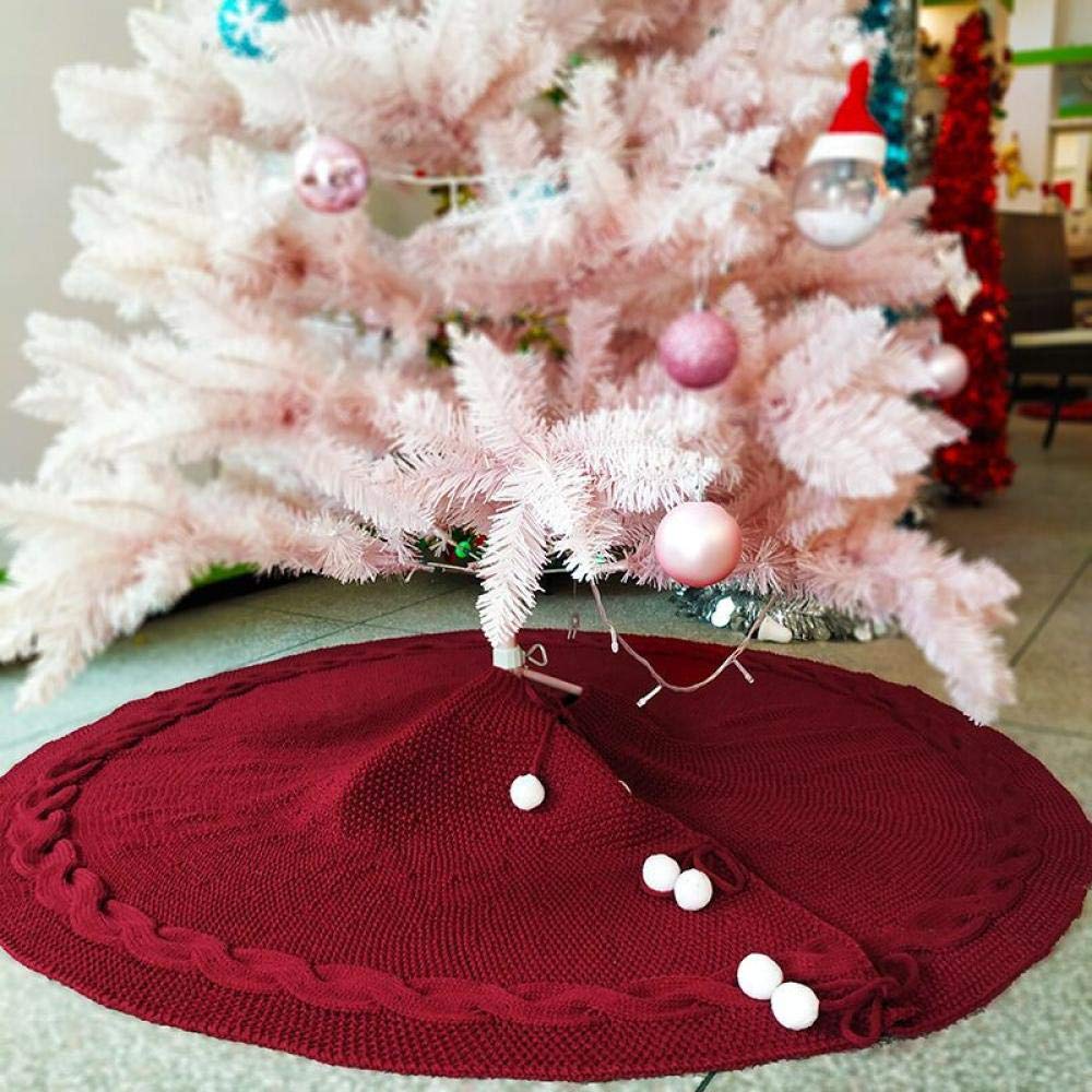 LZHLMCL Tappeto Per Albero Di Natale Decorazioni Natalizie Gonna Per Albero Di Natale Lavorata A Maglia Tappetino Per Albero Di Natale Gonna Rossa Per Albero Di Natale Rossa