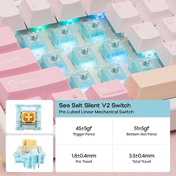 EPOMAKER TH108 PRO Full Size Mechanical Keyboard with Screen & Knob Wireless Gaming Keyboard 10000mAh Creamy Gasket Hot Swap Custom Driver RGB Backlight Pink Sea Salt Silent