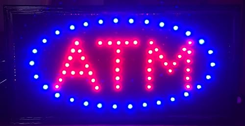 Miniatura 2 de E Onsale ATM LED luz de neón abierta muestra con animación encendidoapagado y encendido y apagado dos interruptores para cajero automático de