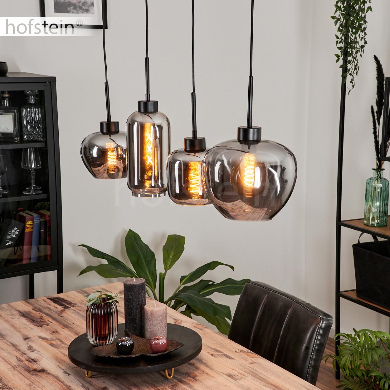 Hanglamp metaal zwart dof, 8x E27