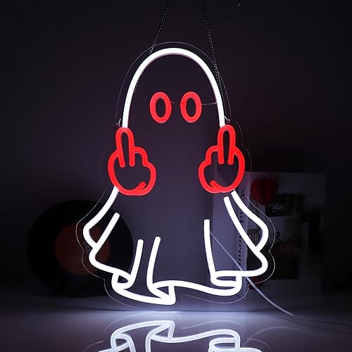 Miniatura 5 de Letrero de neón de fantasma, luces de neón LED para decoración de pared, alimentadas por USB, para decoración de habitación, hogar, bar, sala de