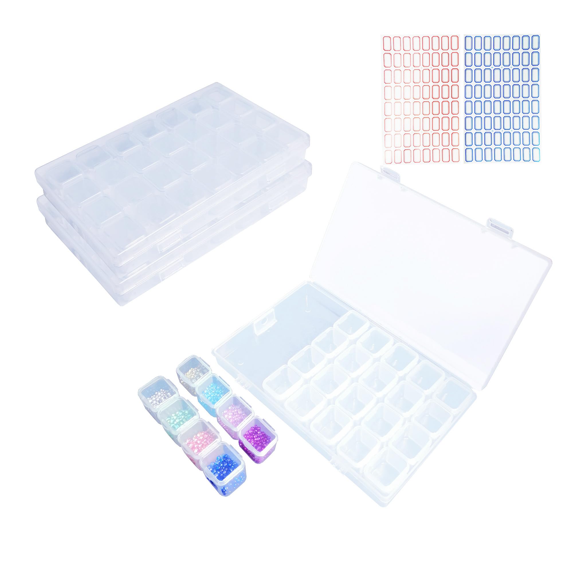 Confezione Da 2 Organizer In Plastica Con 28 Scomparti Regolabili - Cassette Portaoggetti Con Divisori Rimovibili E Coperchio Trasparente, Per Viti, Perline, Gioielli E Piccole Parti