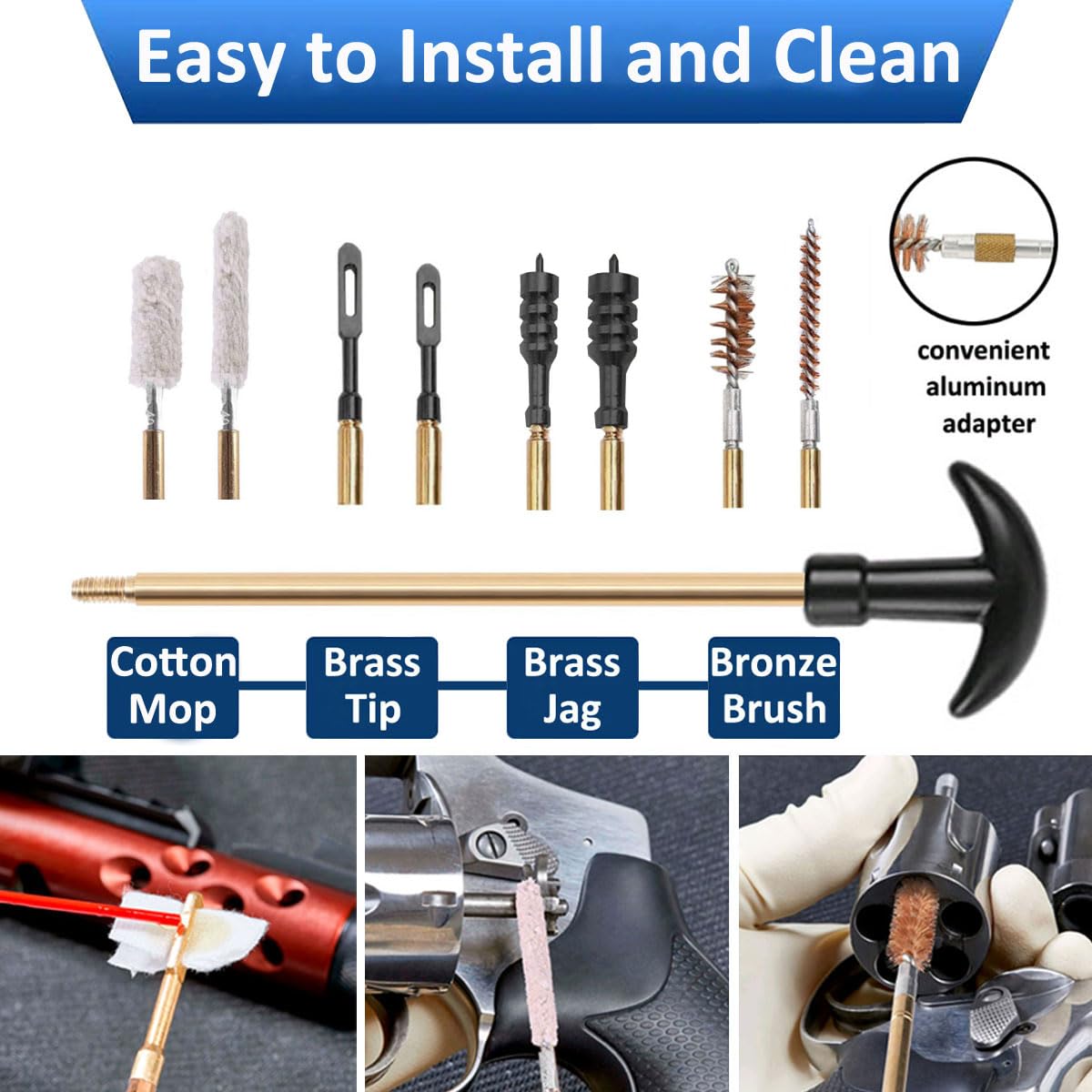 Kit di Pulizia per Pistola Spazzole Kit di Pulizia Fucile Kit di Pulizia Armi Pulire Manutenzione delle Armi .12Ga .20Ga .22Cal .270 .30Cal .38Cal