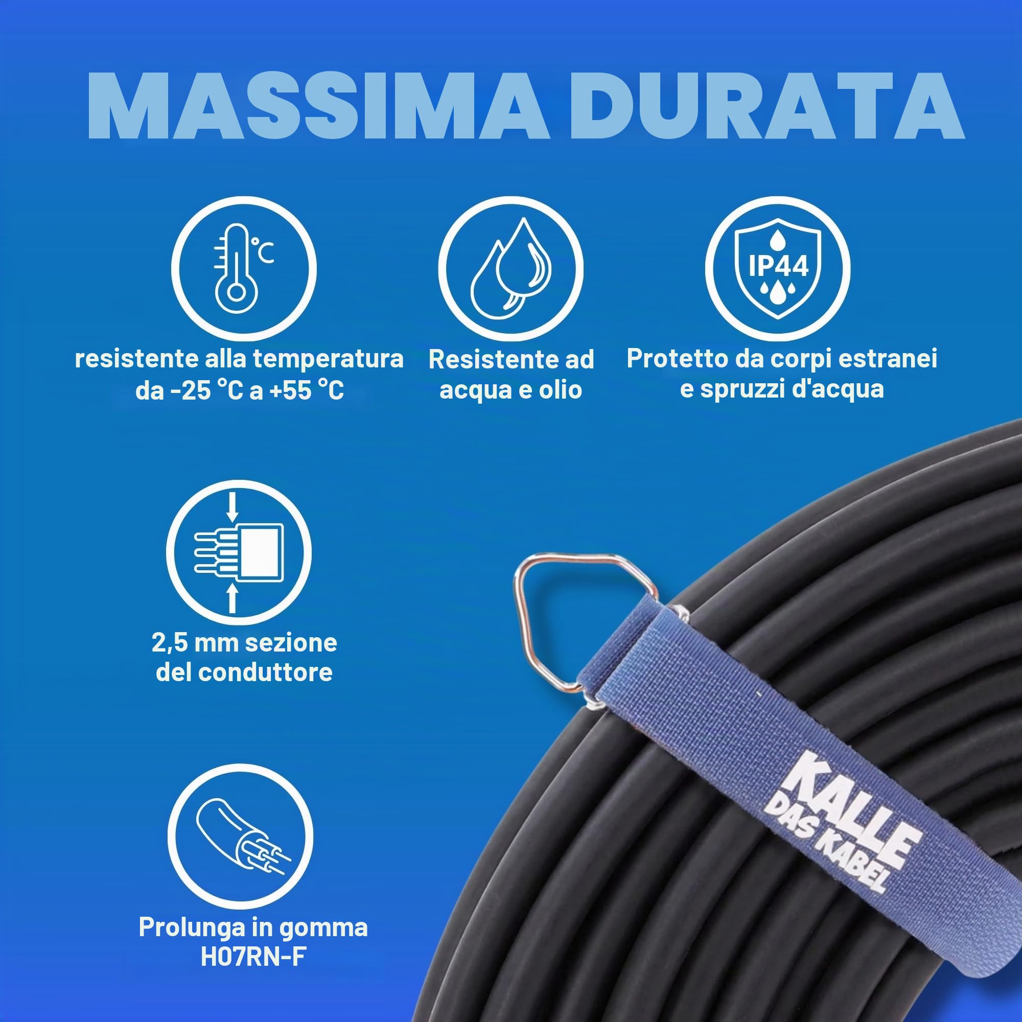 FRITZ DAS KABEL - Cavo di prolunga CEE, in gomma con giunto a gomito 230 V H07RN-F 3 G 2,5 mm², 230.00 voltsV