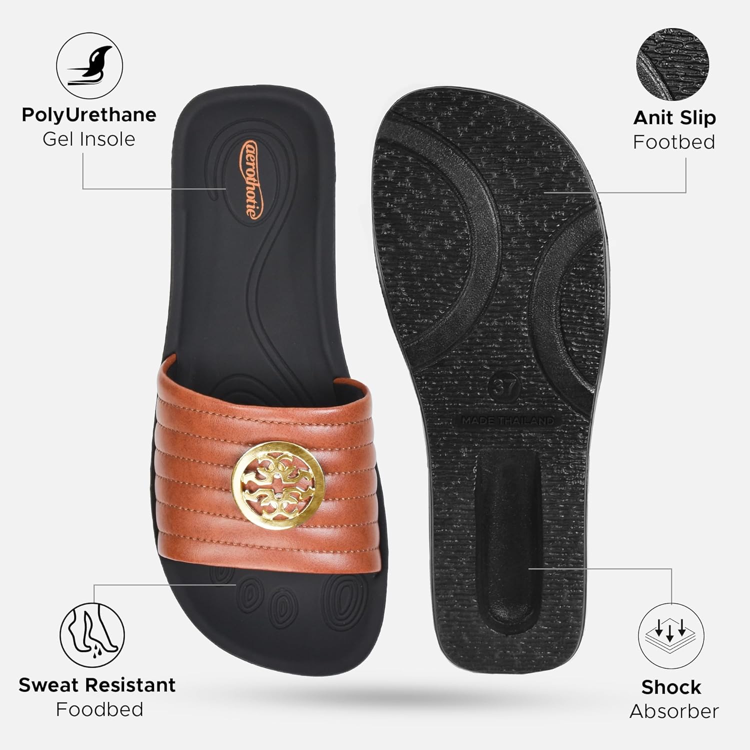 AEROTHOTIC Womens Slides Slip On Recovery Footwear Plantar Fasciitis Slides for Women with Arch Support Yoga Mat Indoor Outdoor Walking Ladies Soft Padded Dressy Non Slip Foodbed Beach Sandals Women - Image 5