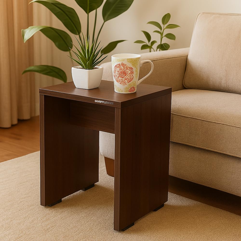 Ripplewuds Engineered Wooden Bed Side Table | End & Sofa Side Table | Corner Coffee Table with Solid Finish Space Saving Furniture with Storage for Living Room,Bed Room,Balcony,Home Decor (Brown Colour)-image-39