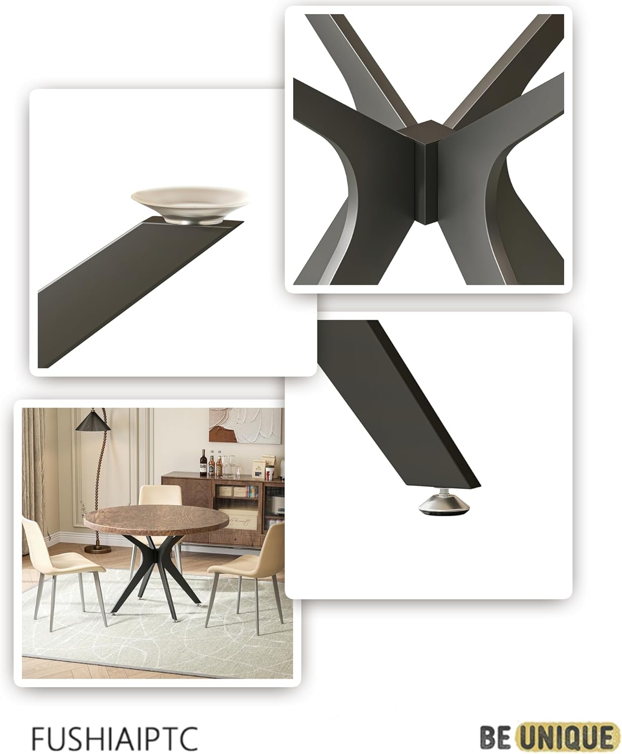 28 Inch Metal Table Legs for Wood/Glass/Marble Heavy Duty Load-Bearing 1000LB Table Base with Suction Cups & Pre-drilled Holes