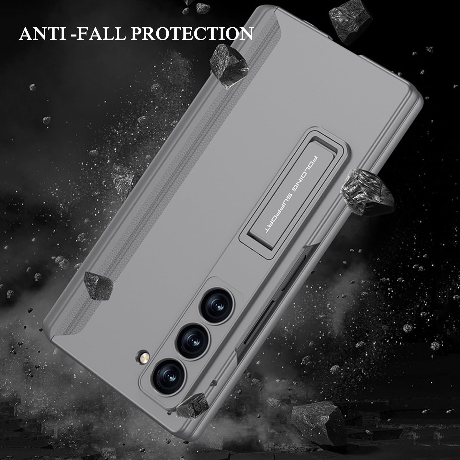 Custodia per Samsung Galaxy Z Fold 6, Protezione con Cerniera Magnetica in PC Rigido, Pellicola Protettiva Trasparente per Lo Schermo, Supporto Regolabile, Custodia Sottile E Sottile,Grey