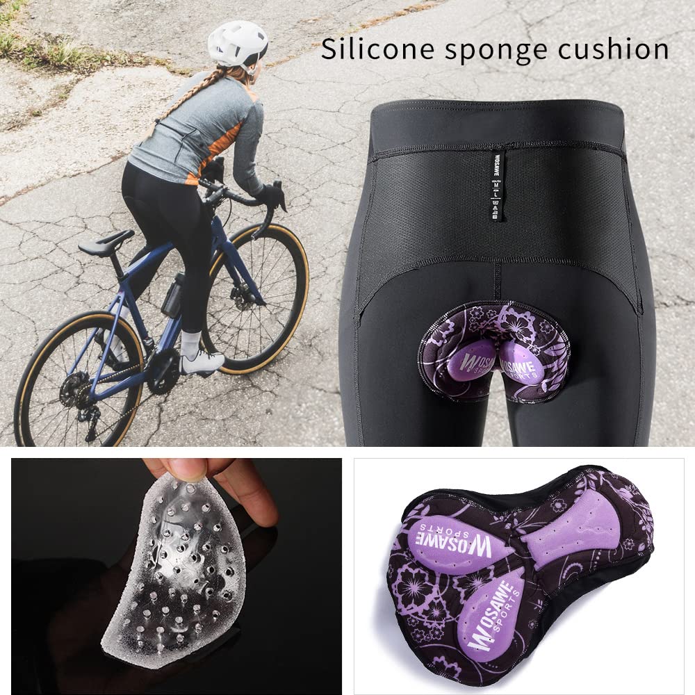 HUIOP Pantalon de Cyclisme, Pantalon de Cyclisme pour Femme avec Poche Gel Respirant Rembourré Vélo Pantalon de vélo Collants pour vélo Course à Pied Jogging,Pantalon de Cyclisme rembourré de Gel