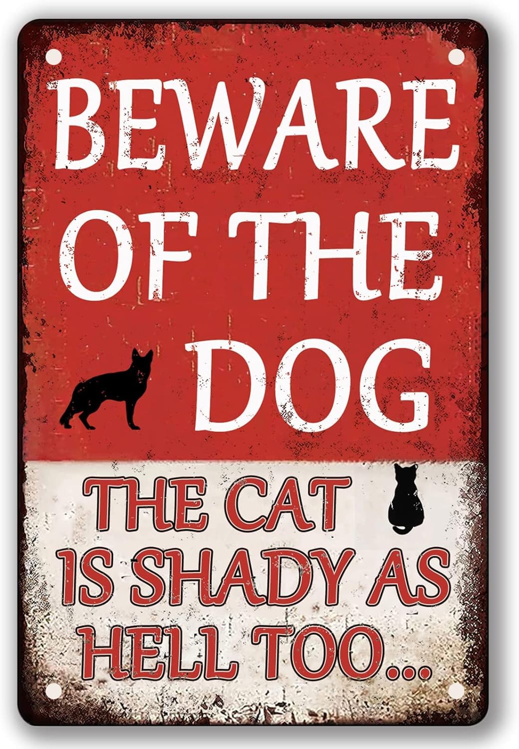Vintage-Metallschild 'Beware Of The Dog' – 30,5 X 20,3 Cm, Rustikale Wanddekoration