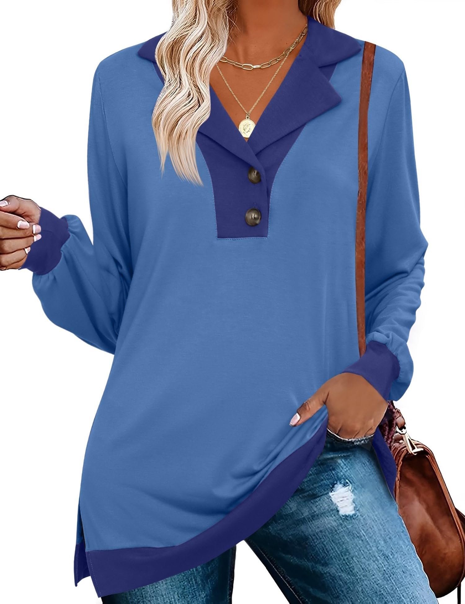 LOMON Womens V Neck Polo Shirts Short/Long Sleeve Collared Tops Loose Casual Tunic Blouses With Pocket B2c5dfe7 4c2a 4ddd 883a 3c5c043cca2a.b9994148330087b9d5cc3e347474f0c5