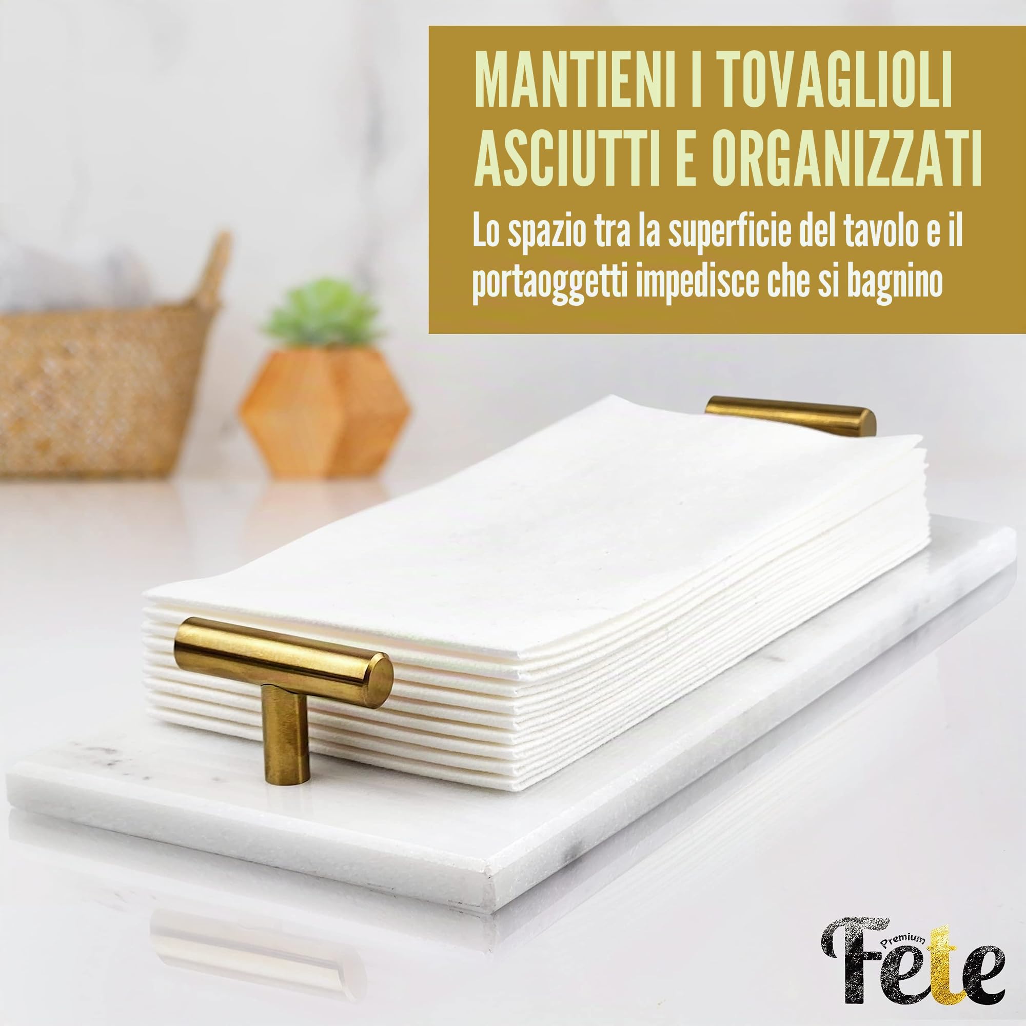 Vassoio Porta Asciugamani per Ospiti in Marmo Bianco - Portatovaglioli e Accessori per Bagno