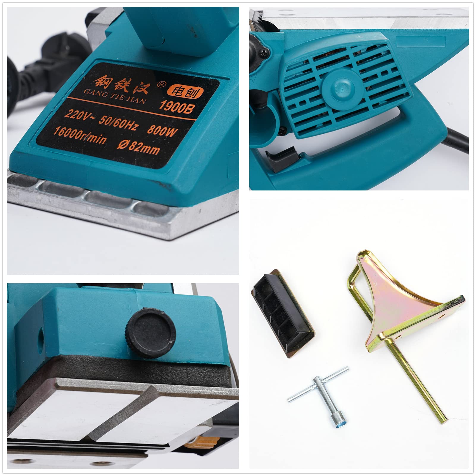 Piallatrice Elettrica 800 W per Legno - 11000 UPM, 1 mm, Larghezza Pialla: 82 mm