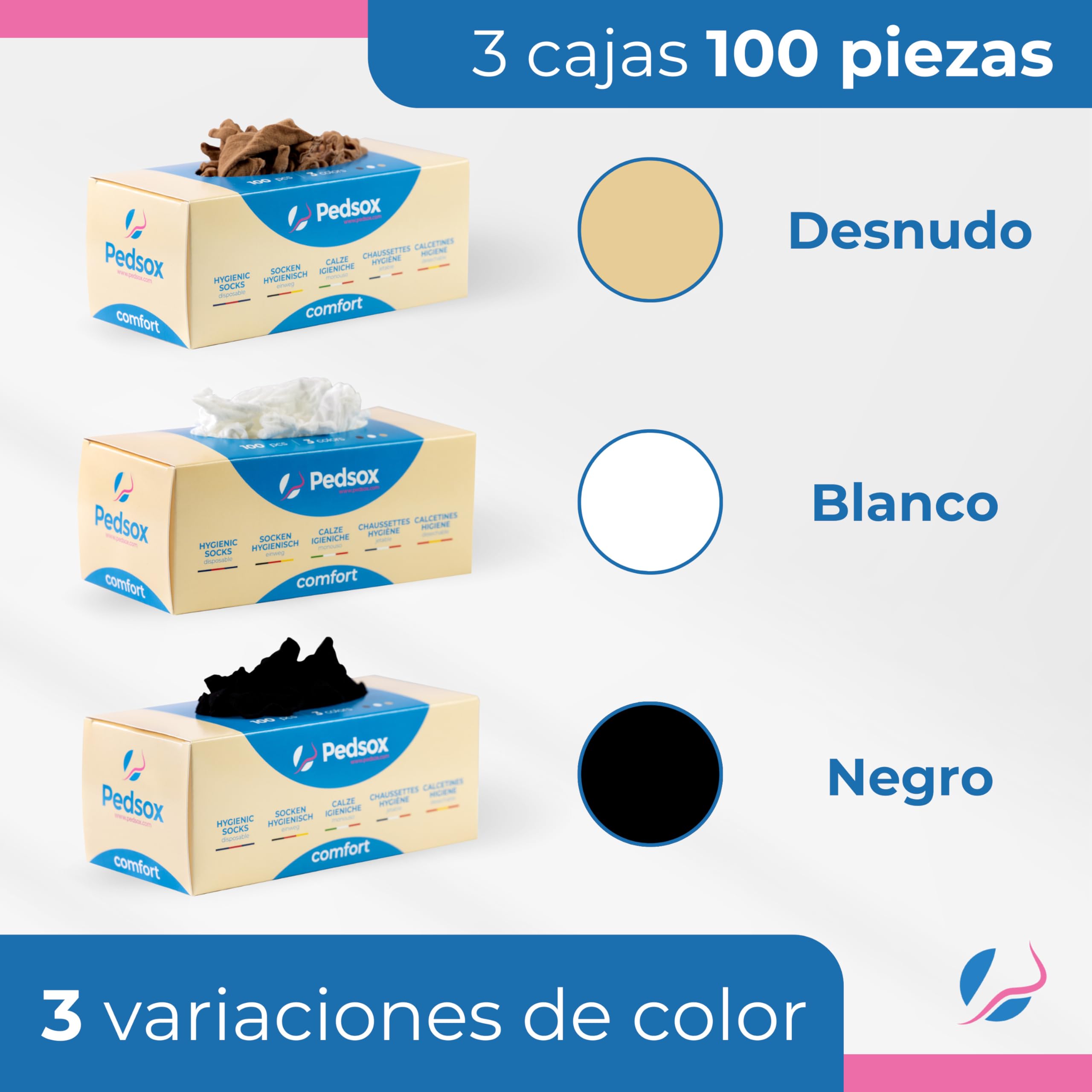 3x100pcs Calcetines Higiénicos Desechables para Prueba de Calzado, Línea Comfort, Unisex, Talla Única