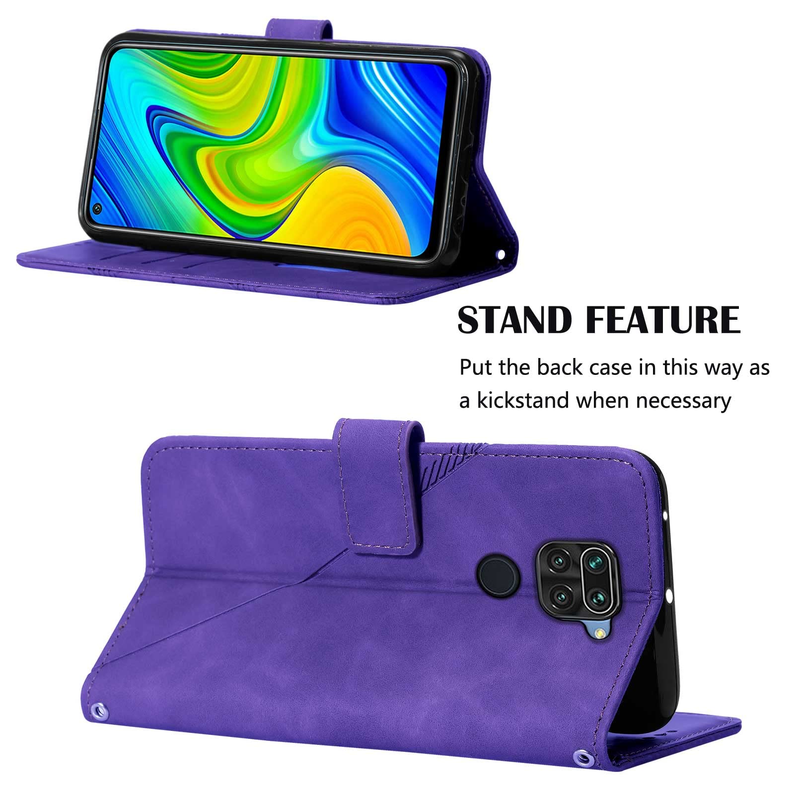 Cover Portafoglio Con Tracolla Per Xiaomi Redmi Note 9 5G / 9T 5G – Custodia In PU Pelle Con Laccio E Pen Touch (lilla) - 3