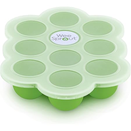 WeeSprout Silicone Baby Food Freezer Tray with Clip-on Lid by WeeSprout - Perfect Storage Container for Homemade Baby Food, Vegetable & Fruit Purees, and Breast Milk