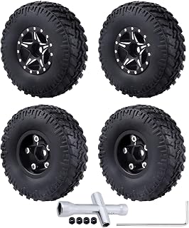 1.0 Beadlock Wheels       Tires Rims Set Foam Inserts 4Pcs for 1 24 RC Crawler A - Compare price