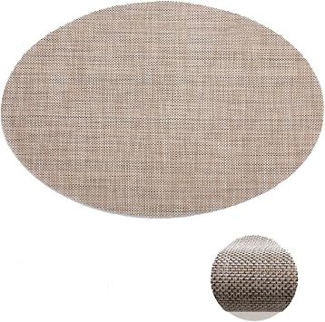 Table Mats 2 Set,45 x 30CM / 17.7" x 11.8",Vinyl Placemats Solid Color with Oval Modern Dining Table Placemats Beige